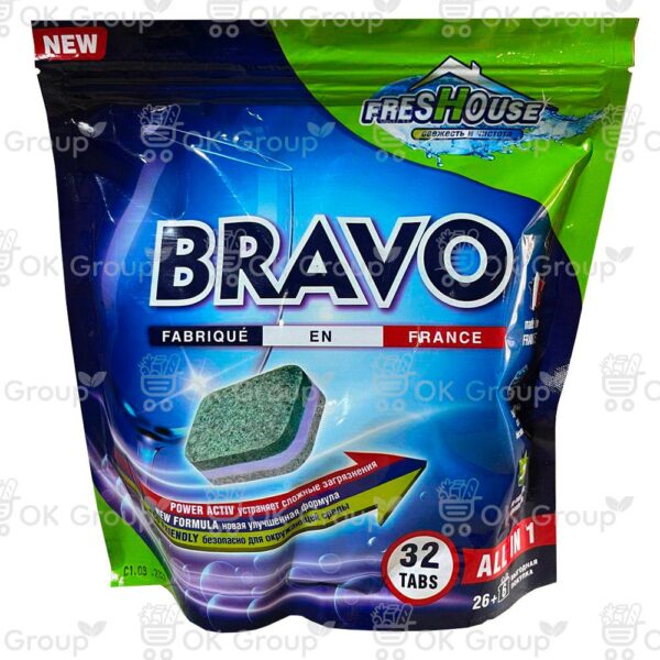 Таблетки FRESHOUSE BRAVO для посудомоечных машин 32 шт