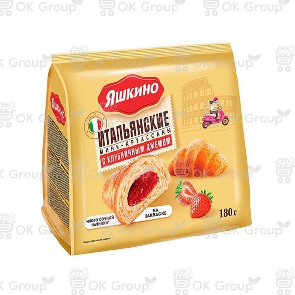 Мини-круассаны Яшкино с клубничным джемом 180 гр.