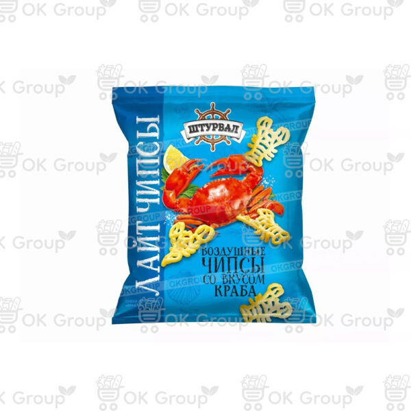 Снеки Штурвал CHIPS Lite "Овал" со вкусом краба 65 гр.