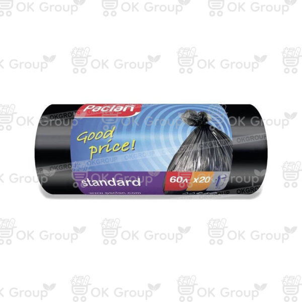Мешки для мусора Paclan Standart 60 л, 60х72 см, 20 шт, 8 мкм