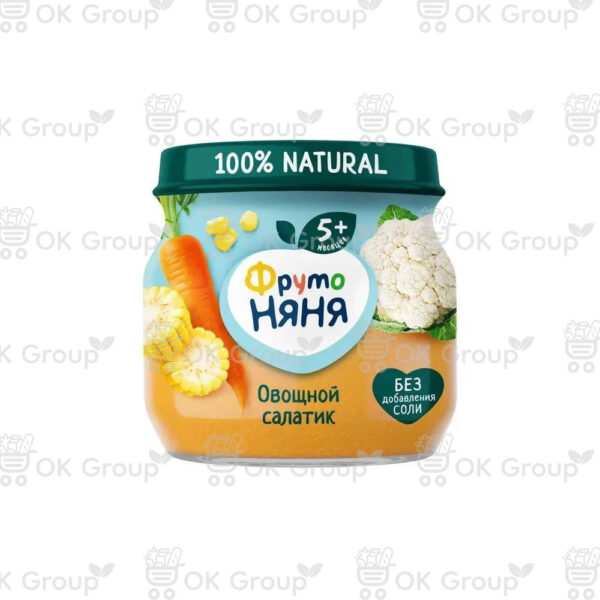 Пюре ФрутоНяня из цветной капусты, кукурузы и моркови «овощной салатик» 80 гр.
