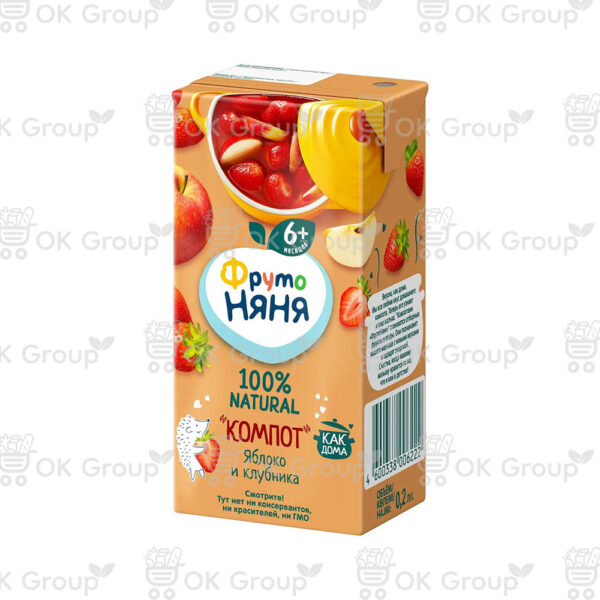 Компот ФрутоНяня яблочно-клубничный 200 мл.