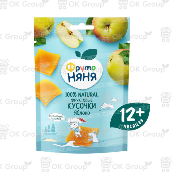 Кусочки ФрутоНяня фруктовые из яблок 10штук, 53 гр.