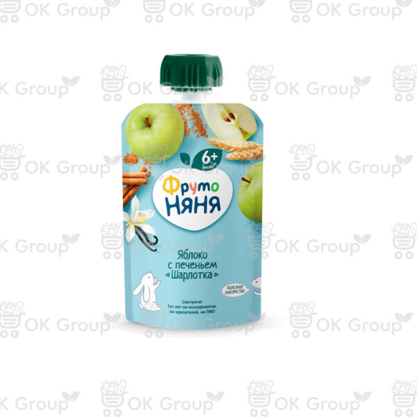 Пюре ФрутоНяня из яблок с печеньем "шарлотка" 90 гр. пауч