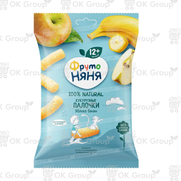 Палочки ФрутоНяня кукурузные с яблоком и бананом 20 гр.
