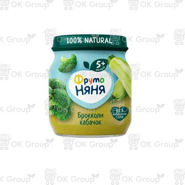Пюре ФрутоНяня из капусты брокколи и кабачков 110 гр.