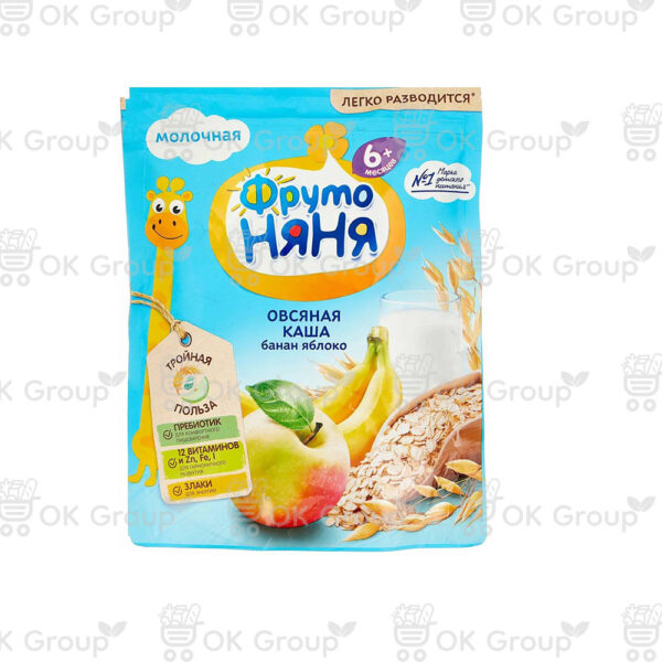Каша ФрутоНяня из овсяной муки молочная с бананом и яблоком 200 гр.