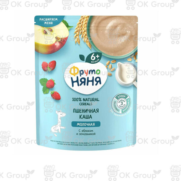 Каша ФрутоНяня из пшеницы молочная с яблоком и земляникой 200 гр.