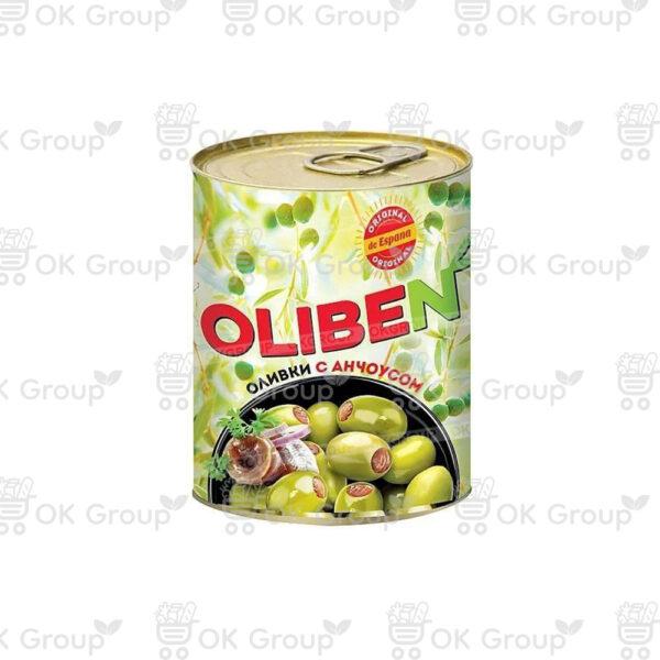 Оливки OLIBEN с анчоусом крупные ж/б 290 мл.