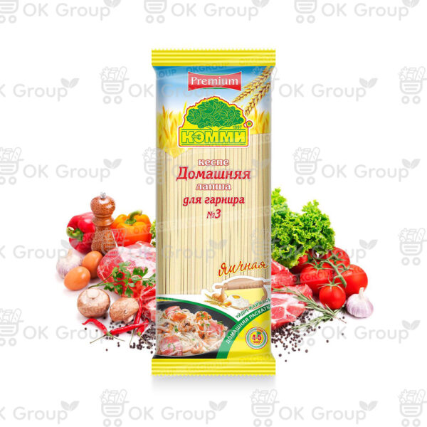 Лапша КЭММИ Premium домашняя длинная яичная для гарнира №3 250 гр.