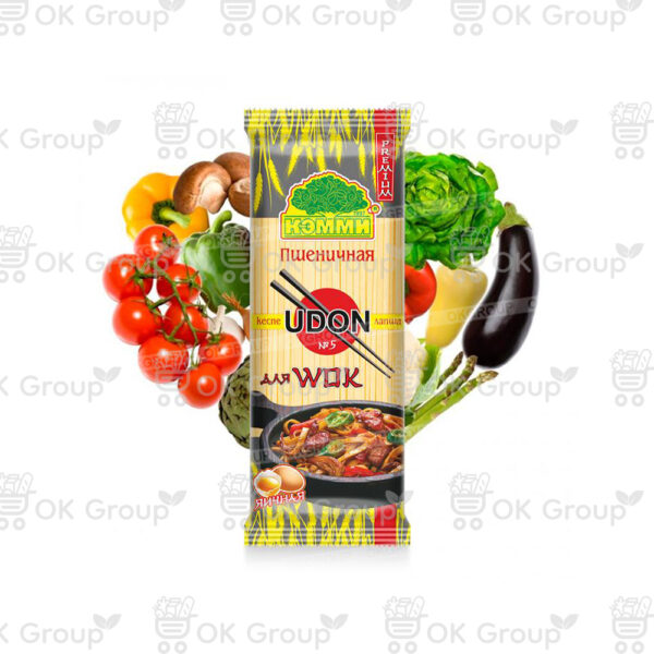 Лапша UDON пшеничная PREMIUM №5 для WOK яичная 250 гр.