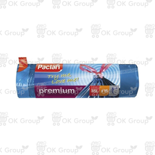 Мешки для мусора Paclan с тесьмой Premium 35 л, 53х60 см, 15 шт.