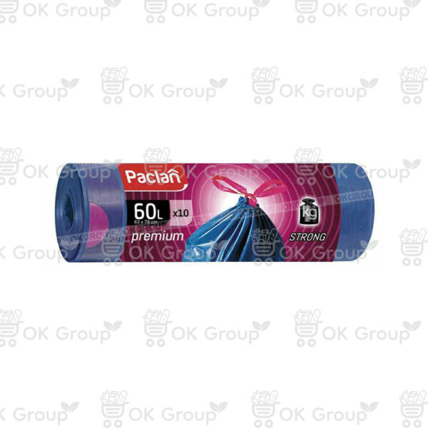 Мешки для мусора Paclan с тесьмой Premium 60 л, 63х78 см, 10 шт.