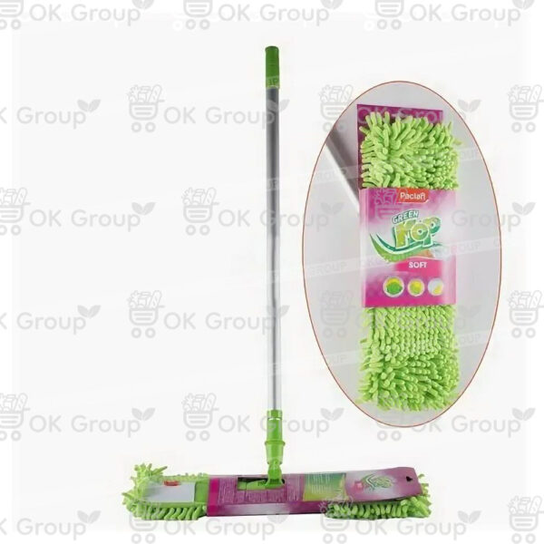 Швабра Paclan GREEN MOP с плоской насадкой из шенилла и телескопической ручкой SOFT