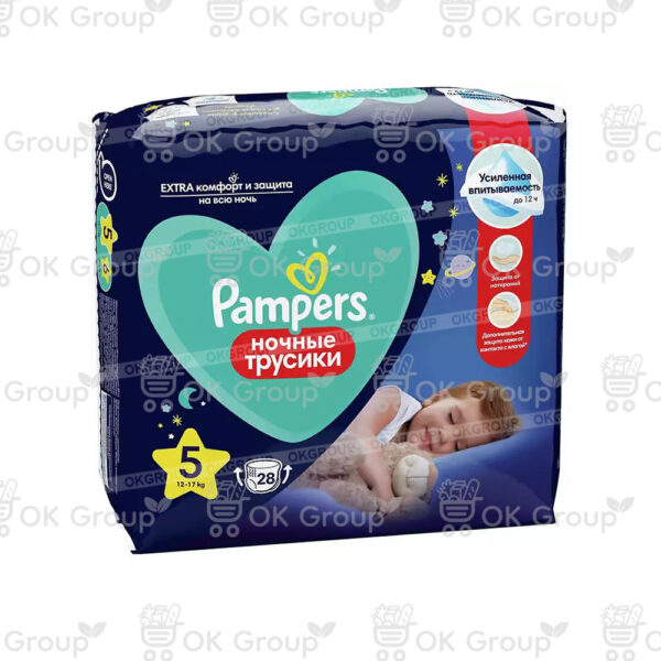 Подгузники-трусики PAMPERS Premium Care для мальчиков и девочек Night Junior 12-17кг. 20 шт.