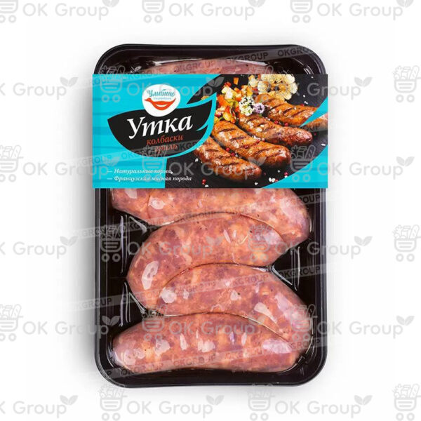 Колбаски "Улыбино" гриль из мясы утёнка замороженные 0,7 кг. 6 шт.
