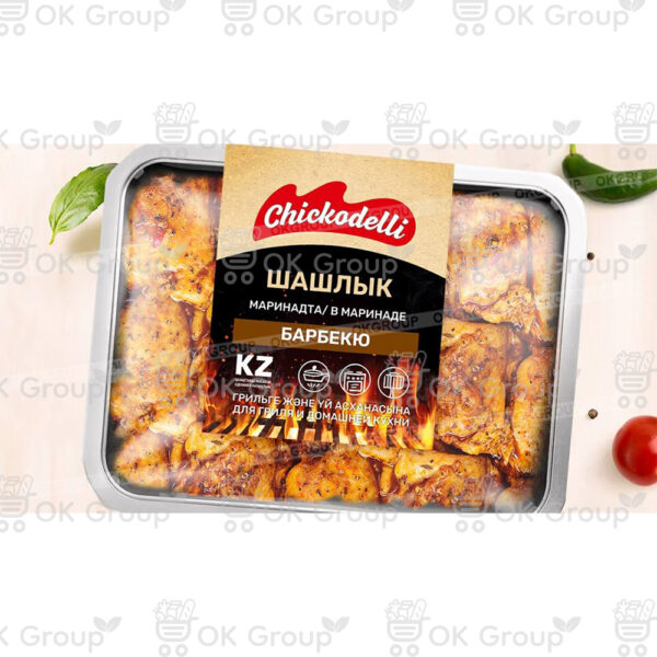 Шашлык Chickodelli куриный из бедра "Барбекю " на подложке (10* 1,45 кг.) 14,5 кг.
