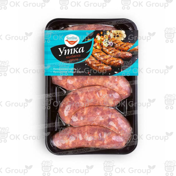 Колбаски гриль "Улыбино" из мясы утёнка замороженные (6*0,7 кг.)