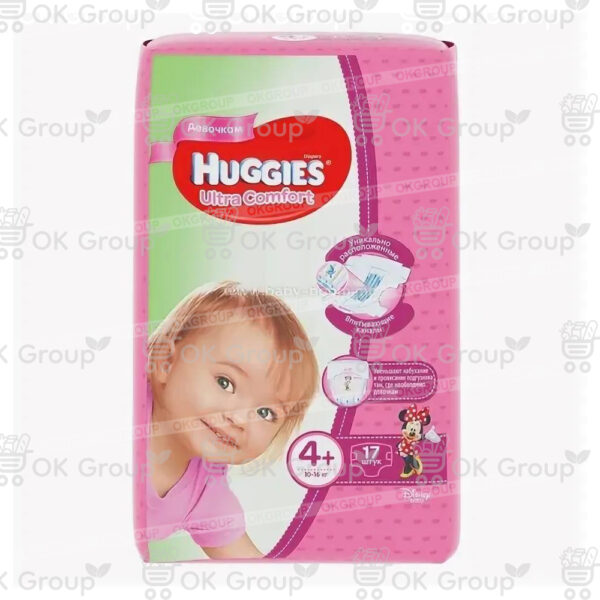 Подгузники Huggies Ultra Comfort 4+ Girl (10-16 кг.) 17 шт.