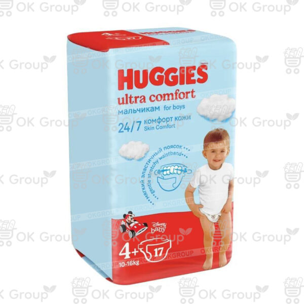 Подгузники Huggies Ultra Comfort 4+ Boy (10-16 кг.) 17 шт.
