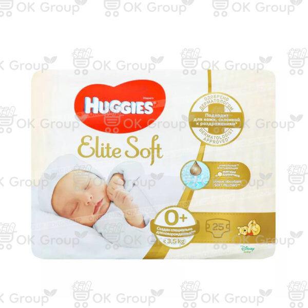 Подгузники Huggies Elite Soft 0+ (0-3,5кг.) 25 шт.